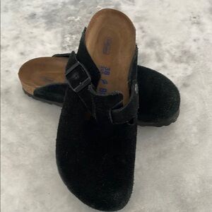 Birkenstock Boston Black Slip-On Clogs Size 38 L7 Soft footbed Like New